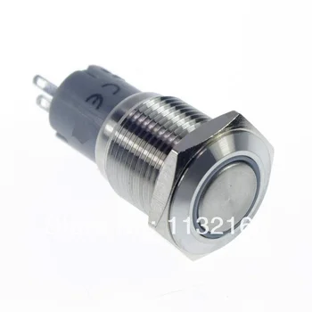 16mm LED Baltos Spalvos, Žiedas, Nerūdijančio Plieno Apšviesta Sąsiuvinis /Latching 1NO 1NC Mygtukas Jungiklis 3V/6 V/12V/24V/36V/48V